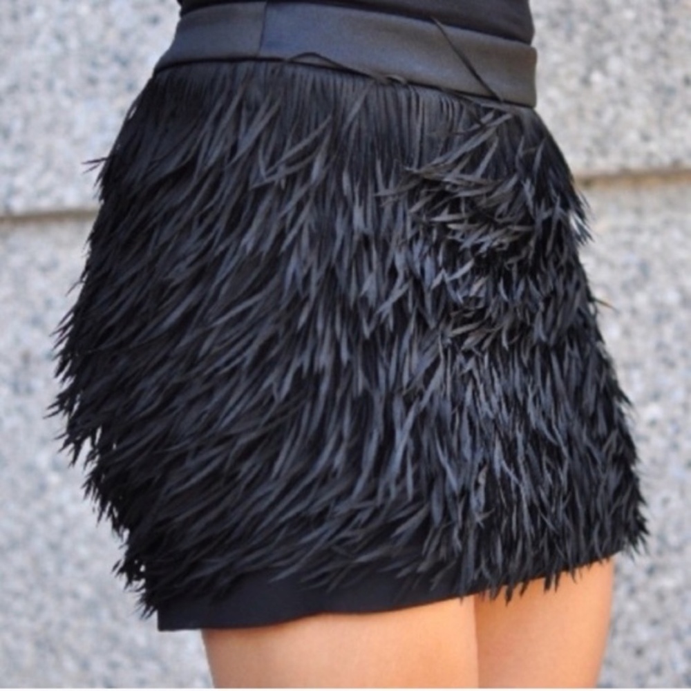 EXPRESS Black Fringe Mini Skirt (US 0)